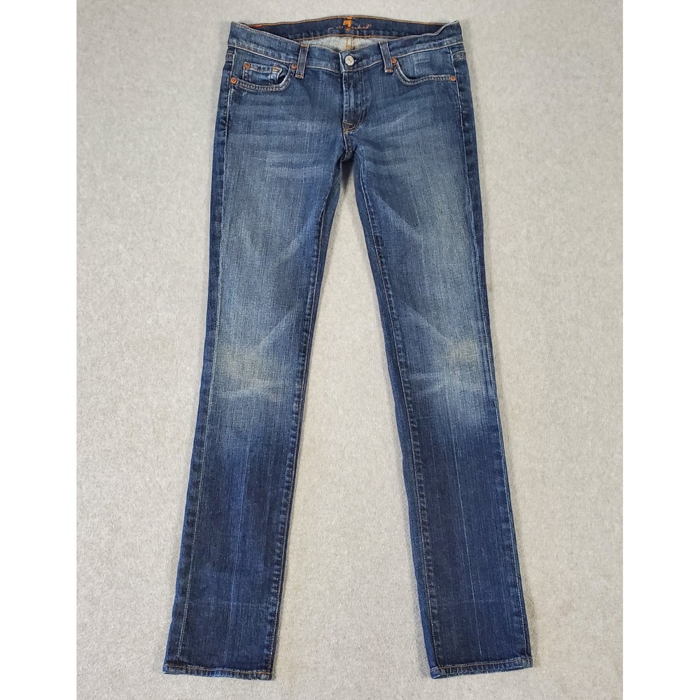 7 For All Mankind Roxanne Jeans Womens 28X31 Slim Straight Blue Denim Low Rise